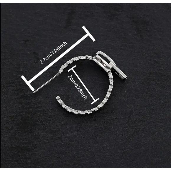 Metal Zipper Stud Silver Earrings Hippie Boho Gift for Women - Picture 2 of 3